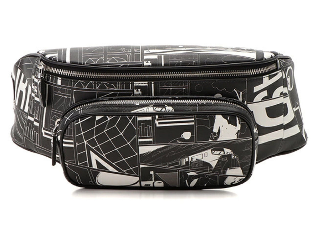 Prada bag waist comic book body black white leather